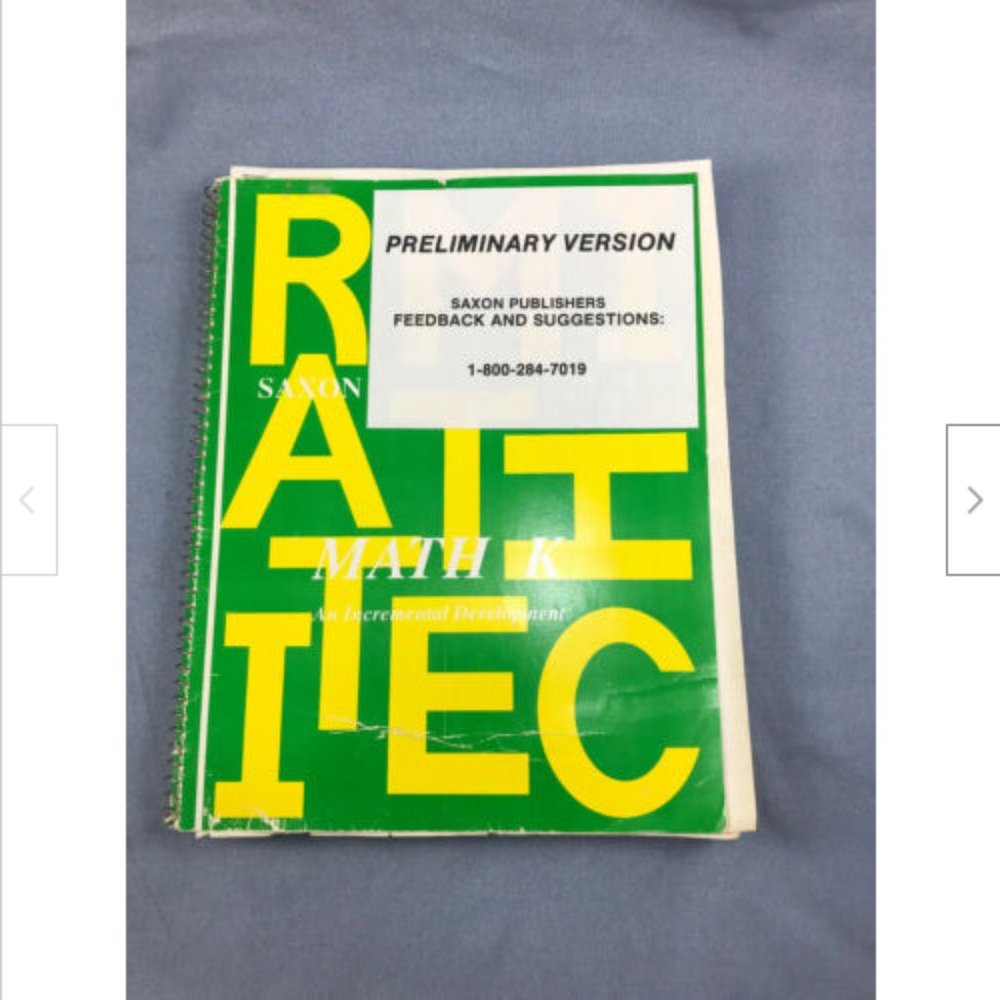 1989 Saxon Math K KindergartenTeacher Preliminary Edition Homeschool Incremental